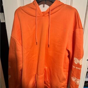 Orange Hoodie with Butterfly Sleeve Design